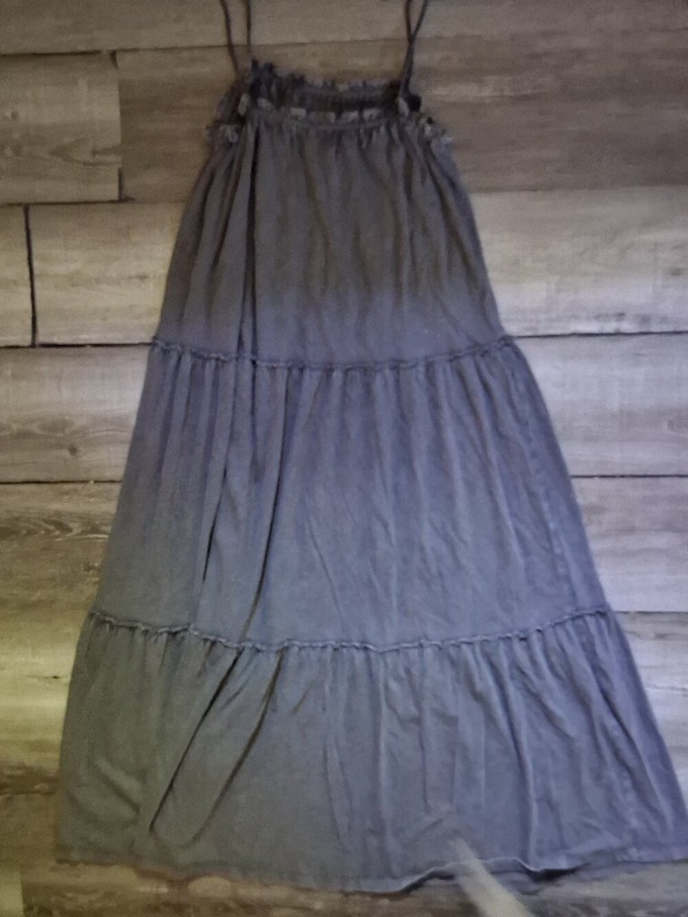 LUCKY BRAND TIERED PRAIRIE Maxi DRESS GRAY XS Small Festival Boho CUTE!